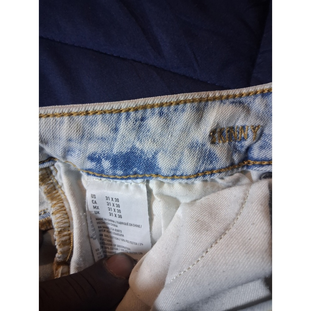 American Eagle Extreme Flex Skinny Jeans Mens 31x30 Light Wash Acid Denim - Picture 5 of 7